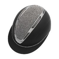 EQUESTRO - Casque équitation Mat chromé avec strass visière XL 