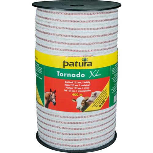 PATURA - Ruban TORNADO XL 12,5 mm pour clôture électrique , Rouleau de 400 m, blanc-rouge