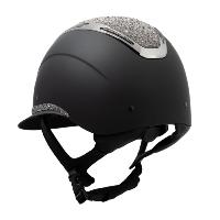 EQUESTRO - Casque équitation Mat chromé avec strass visière XL 