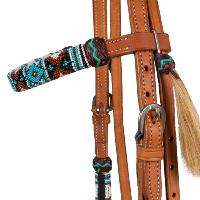 POOL'S - Bridon Western cuir décor perles NAVAJO PEARLS