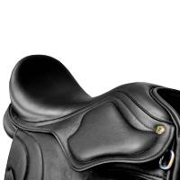 CASTEL - Selle de Dressage Creuse en cuir avec taquet de genou XL