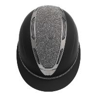 EQUESTRO - Casque équitation Mat chromé avec strass visière XL 