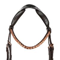 ACAVALLO - Bridon à tétière anatomique cuir brun et muserolle combinée NINFEA