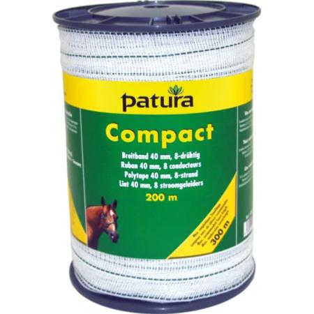 PATURA - Ruban COMPACT 40MM pour clôture électrique,   L 200M, blanc-vert