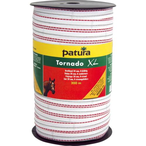 PATURA - Ruban TORNADO XL 20MM pour clôture électrique, L 200M blanc-rouge