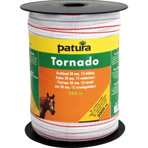 PATURA - Ruban TORNADO 38MM pour clôture électrique,   L 200M  blanc-orange