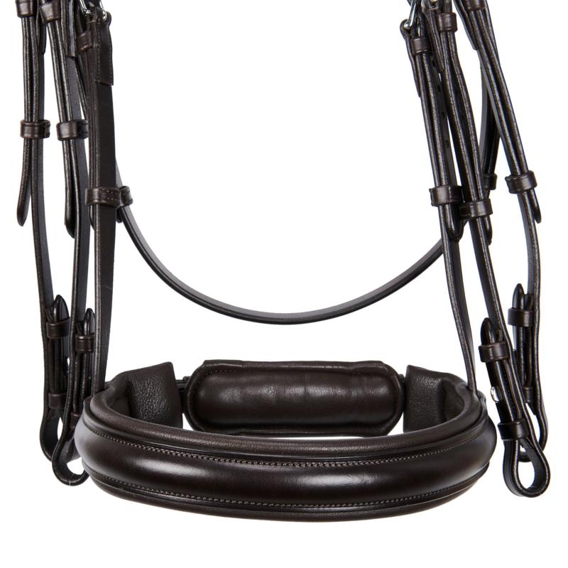 EQUESTRO  - Bride en Cuir Italien muserolle large sans rênes COB NOIR/NOIR