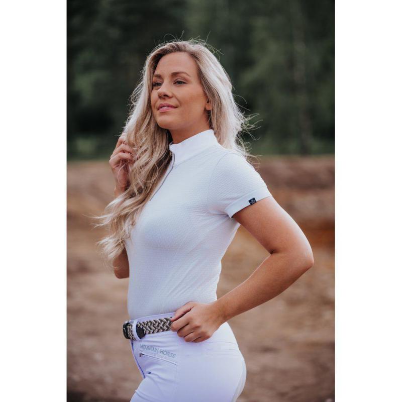 MOUNTAIN HORSE - Polo Concours Femme Sans Coutures avec Col Zip HONEY