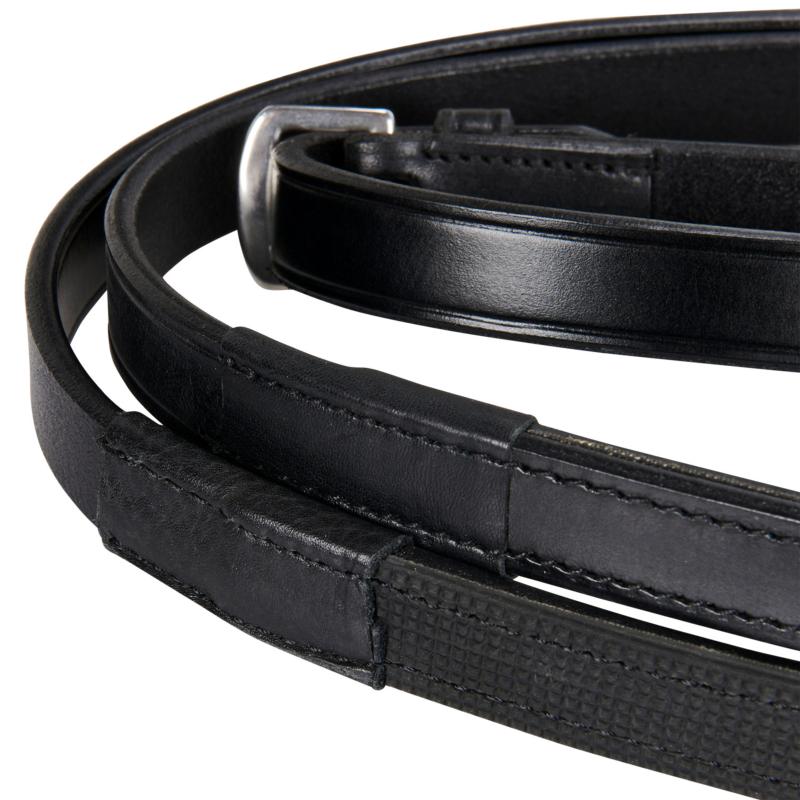 EQUESTRO - Bride à Large Muserolle Pull-Back Doublé Blanc SMOOTH NOIR PONEY