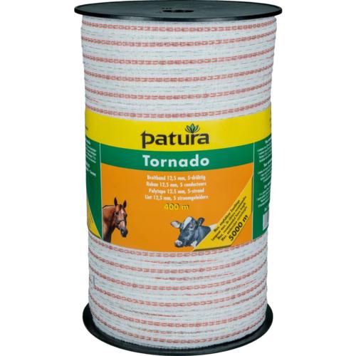 PATURA - Ruban Tornado 12,5 mm pour clôture électrique L400M blanc-orange