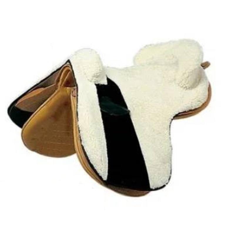 Couvre Selle Zalea en Mouton Retourné Selle Equitation, ZALDI Selle Dressage Mouton NOIR Cuir Noir