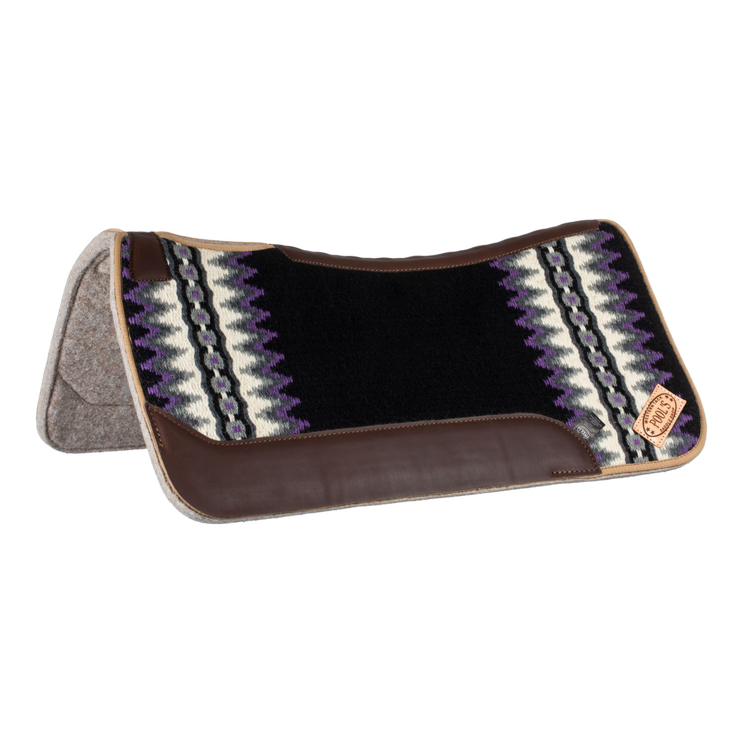 POOL'S- Tapis Western feutre avec renforts cuir BLEU