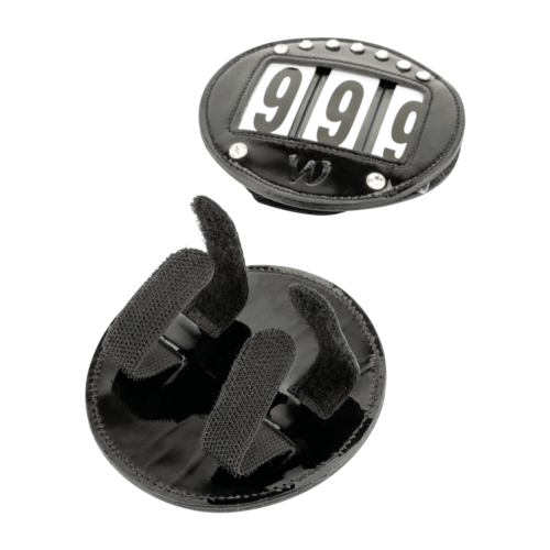 WALDHAUSEN - Numéro de Départ Rond en cuir vernis à Fixer au Bridon 