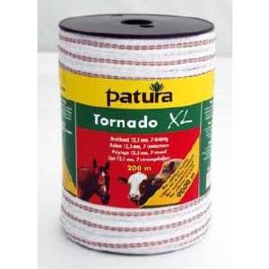 PATURA - Ruban TORNADO XL 12,5 mm pour clôture électrique , Rouleau de 200 m, blanc-rouge