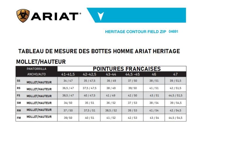 ARIAT - Bottes équitation homme en Cuir HERITAGE CONTOUR 41 FR SS REGULAR/MOLLET S