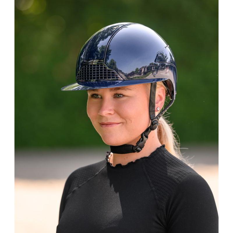 SWING - Casque d'équitation brillant grande visière Lady GLOSSY H24 MARINE TAILLE 59 - 61 CM