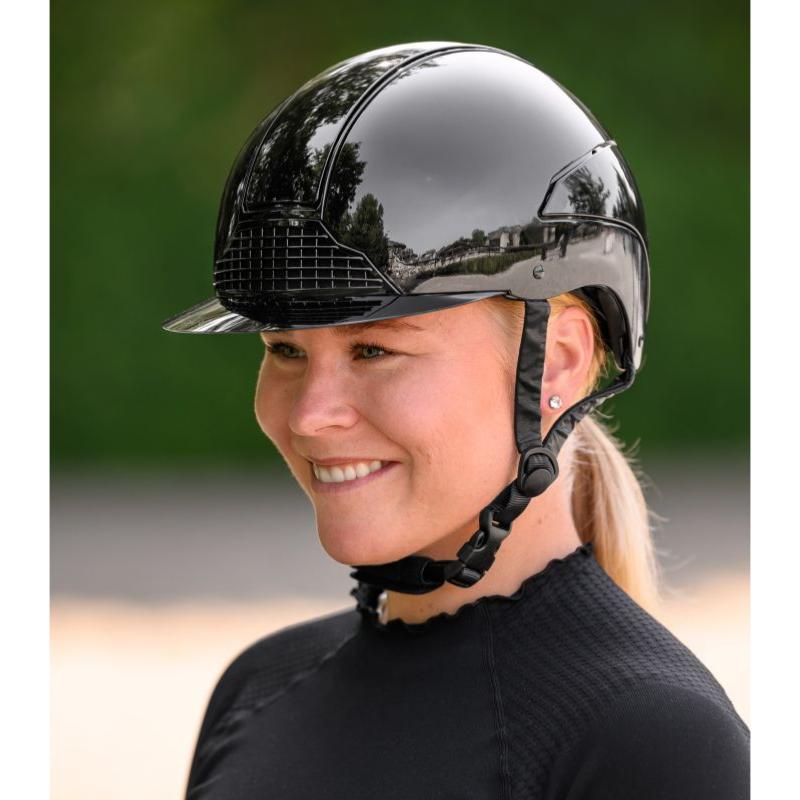 SWING - Casque d'équitation brillant visière standard GLOSSY H24 NOIR TAILLE 51 -55 CM