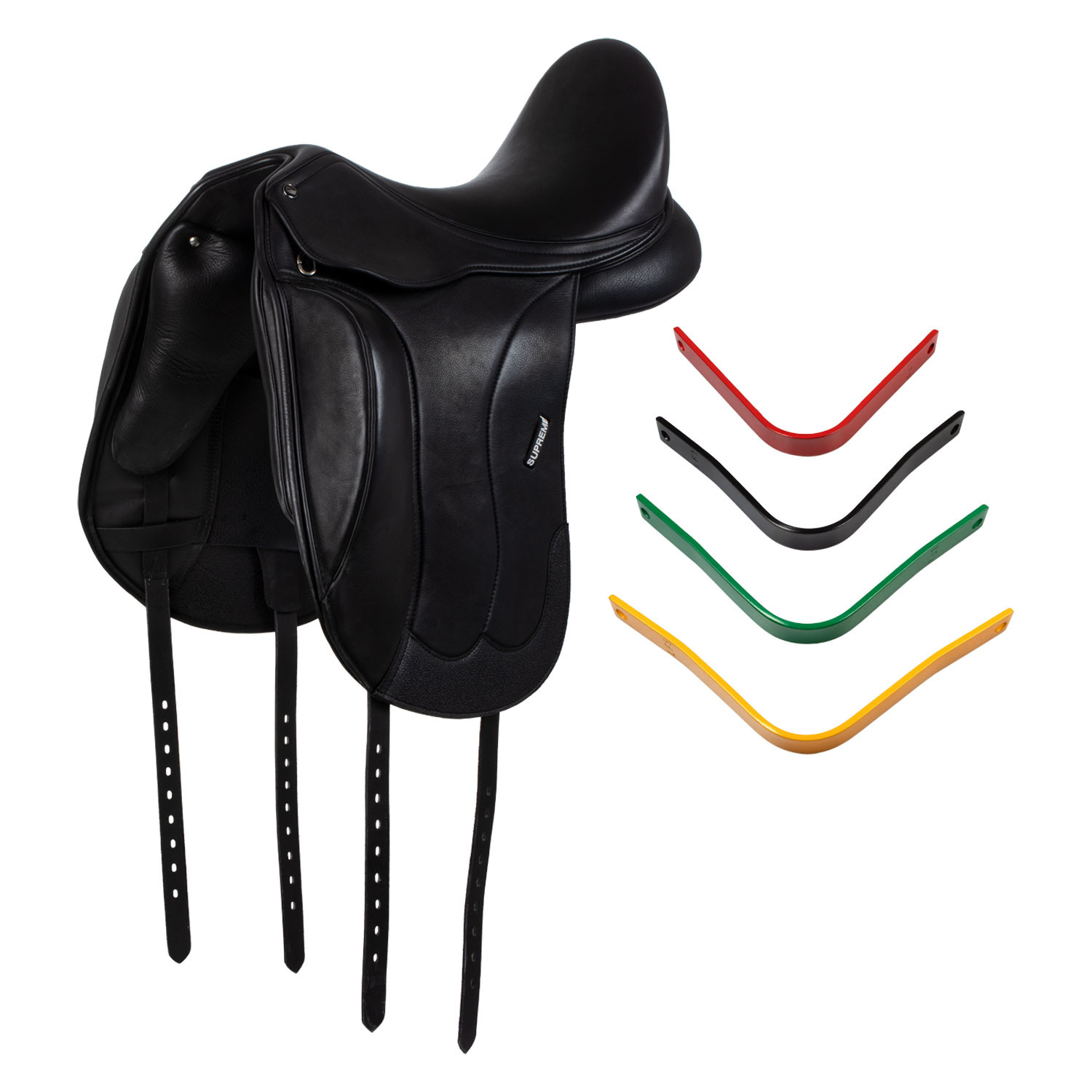 SUPREME - Selle de dressage cuir NEW ORLEANS avec jeu 4 arcades 16 POUCES