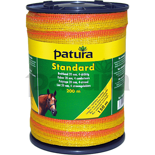 PATURA - Ruban STANDARD 20MM pour clôture électrique, L 200M jaune-orange