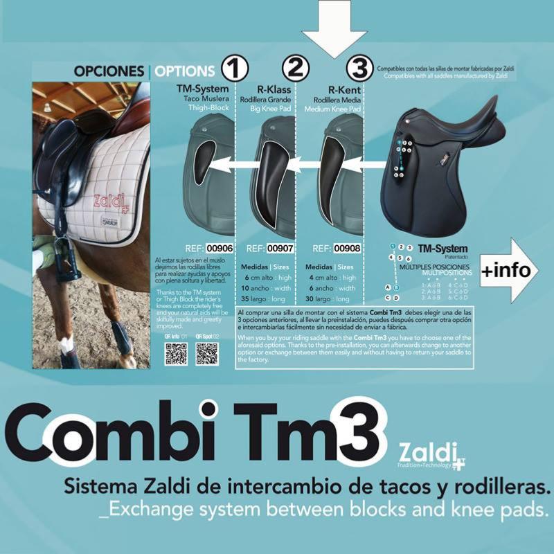 ZALDI - Selle de Dressage assise creuse MOT sur mesure NOIR 16.5 POUCES
