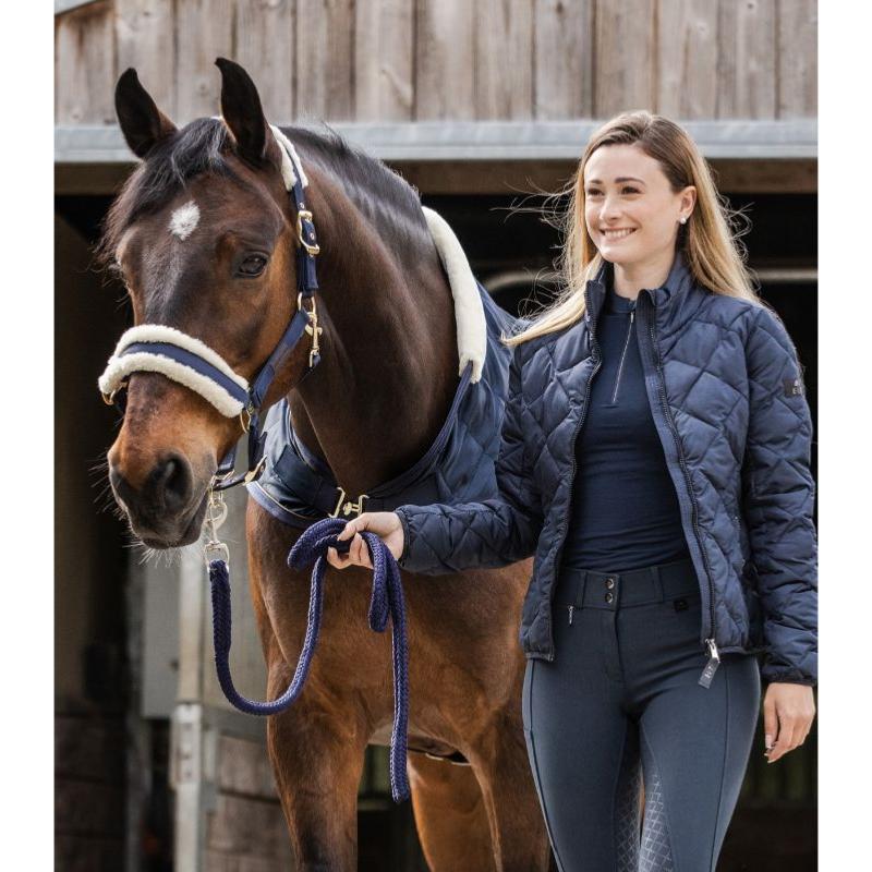 WALDHAUSEN - Longe en corde avec détails cuir et mousqueton amovible,  ROYAL NOIR