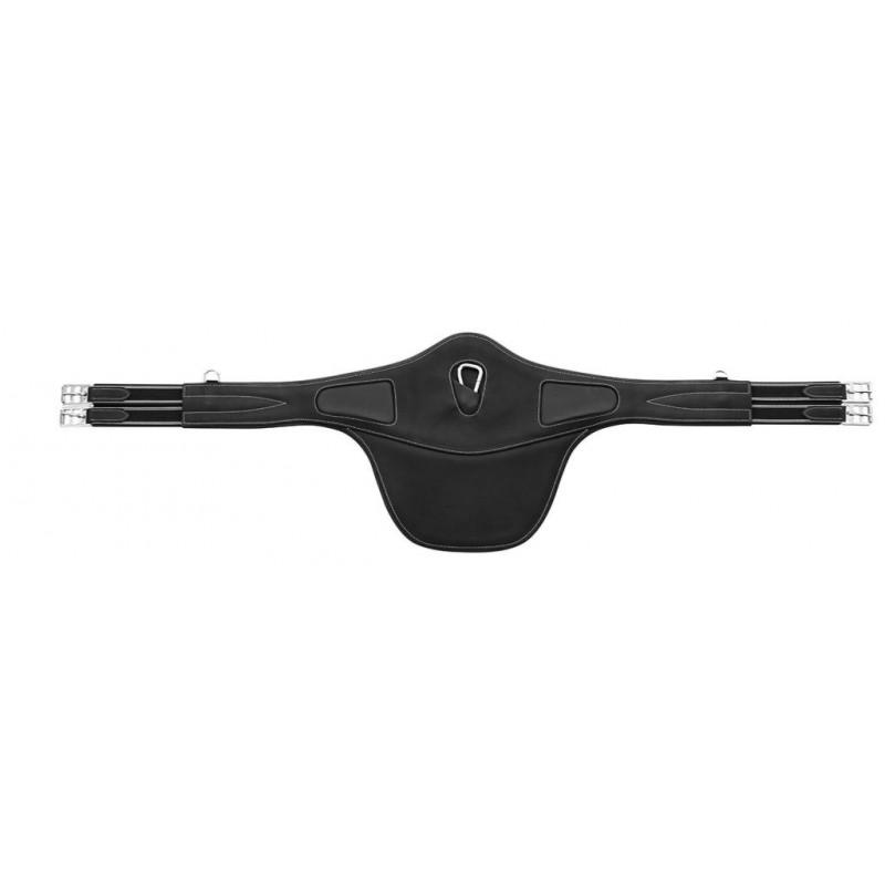 ERIC THOMAS - Bavette Cuir doublée Clarino Avec Mousqueton Central HYBRID NOIR 115 CM