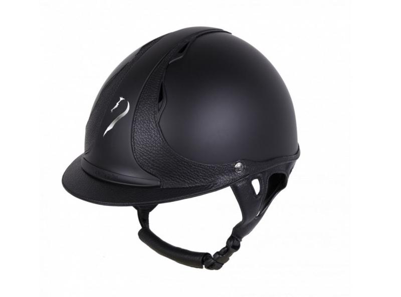 ANTARES - Casque d'Equitation REFERENCE à Coque ABS et Inserts Cuir 54 S NOIR/NOIR
