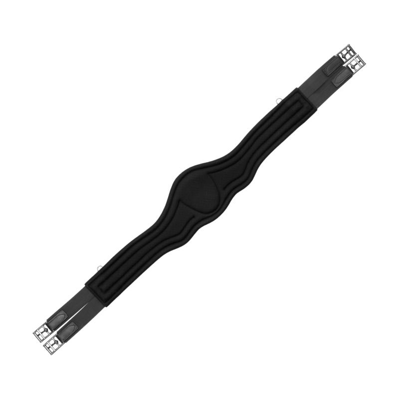 EQUESTRO - Sangle Anatomique en Cuir Doublée Néoprène avec Mousqueton NOIR 100 CM
