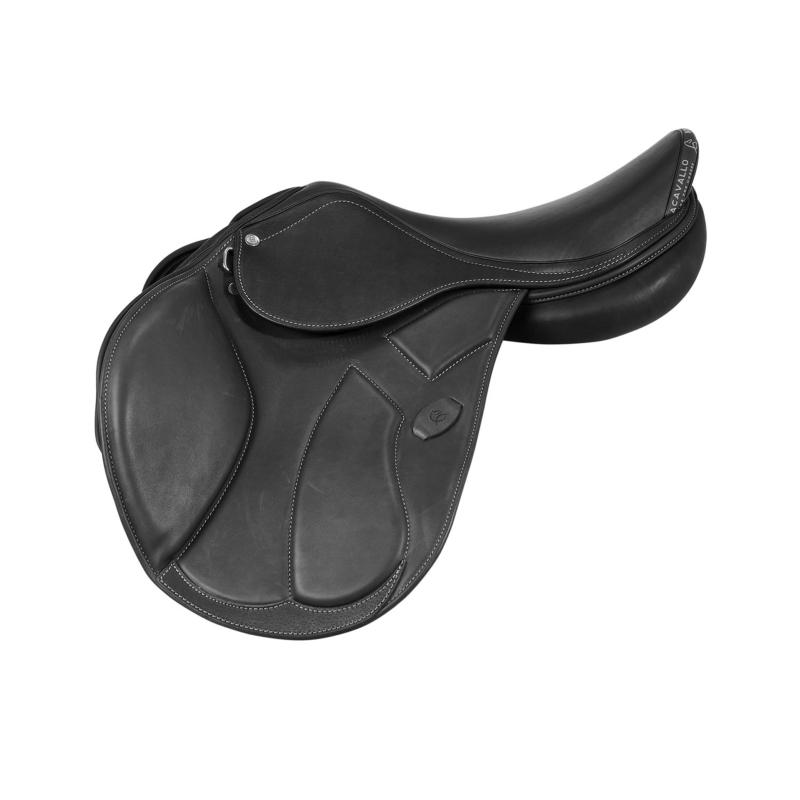 ACAVALLO - Selle Obstacle Semie Creuse cuir doublé veau MAG MODIGLIANI 16.5 POUCES NOIR