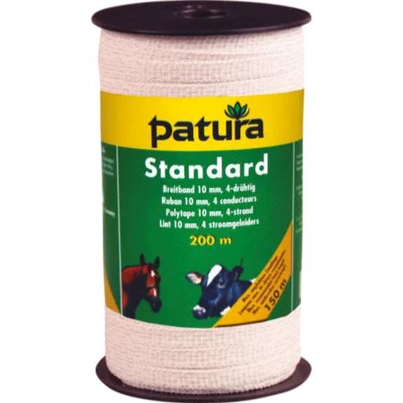 PATURA - Ruban standard 10MM pour clôture électrique, L200 M, blanc