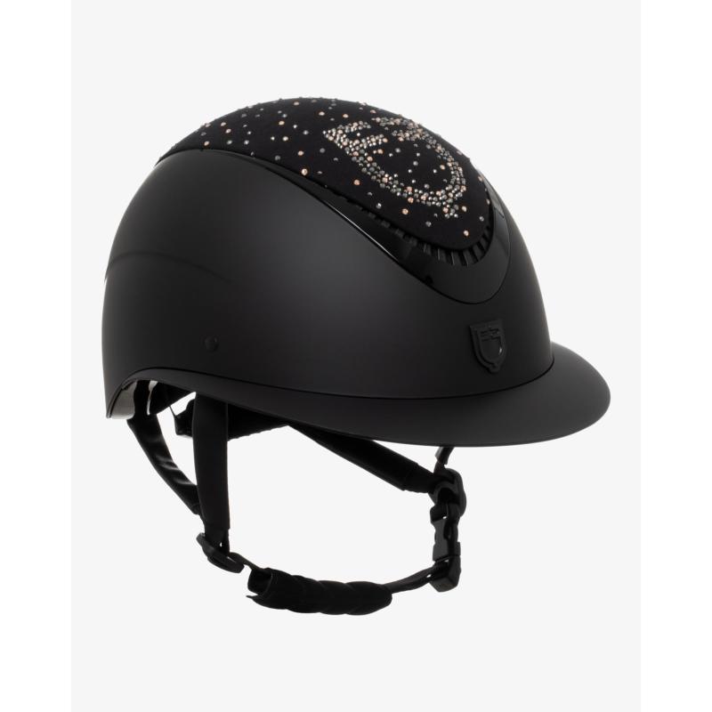 EQUESTRO - Casque d'Equitation Visière large ou courte et paillettes PROXIMA NOIR visière Courte TAILLE S 52 -54 CM