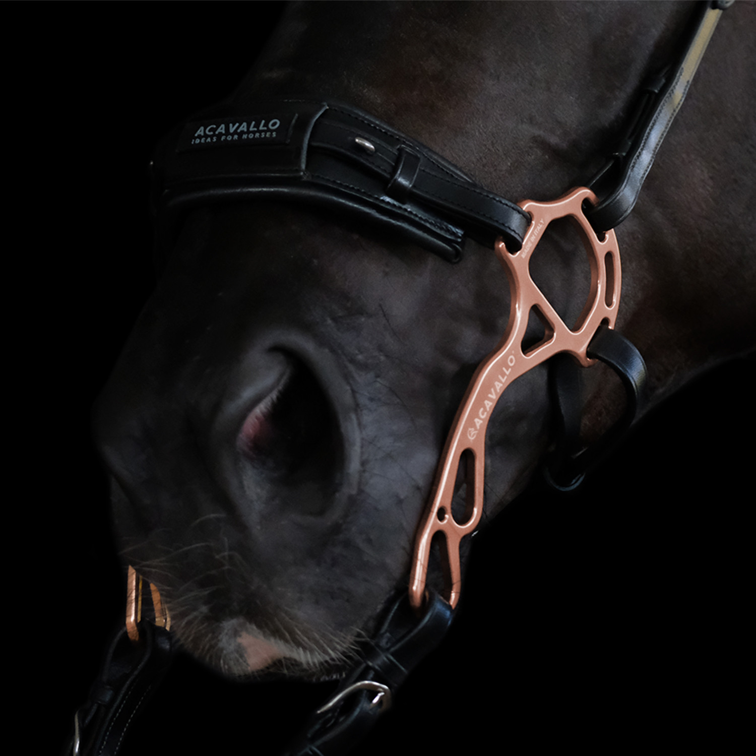 ACAVALLO - Noseband d'hackamore en cuir ALUPRO