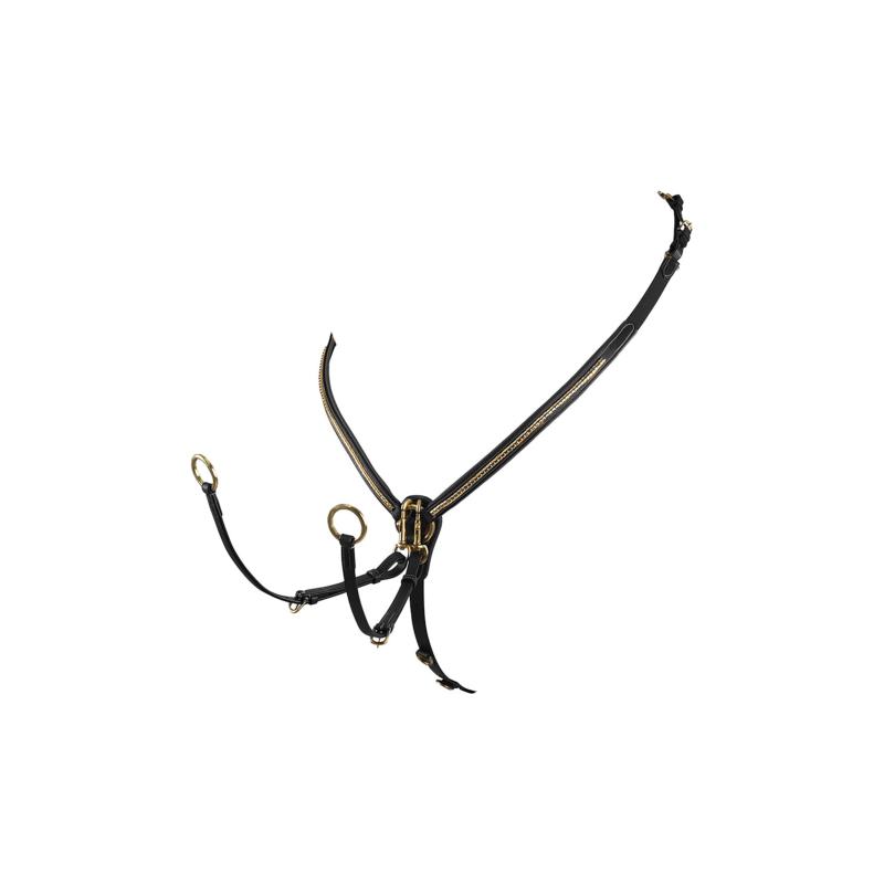 Collier de Chasse Clincher en Cuir avec Martingale, EQUESTRO NOIR Clincher ARGENT PONEY