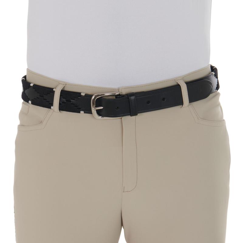 EQUESTRO - Ceinture Equitation en Cuir Italien Motifs Indiens DEEP BLACK 70 CM
