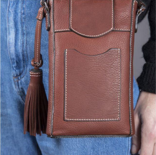 ANTARES - Pochette Portée Bandoulière en Cuir Grainé, LISBONNE NOIR