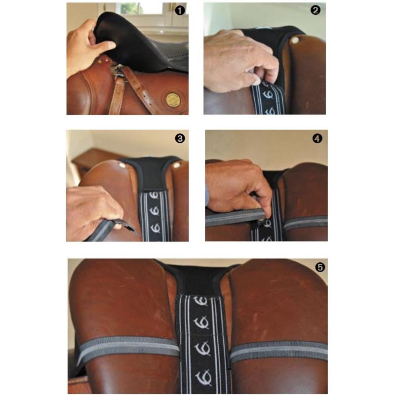 ACAVALLO - Dessus de Selle Ortho COCCYX Assise Gel NOIR COCCYX CSO L Troussequin CARRE