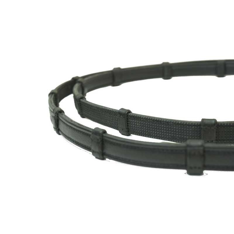 SIGNATURE by ANTARES - Rênes DRESSAGE 16 MM Grip et 7 Arrêtoirs COB NOIR