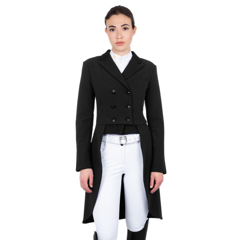 EQUESTRO - Veste de Dressage Longue en Stretch pour Concours, XXS FEMME NOIR