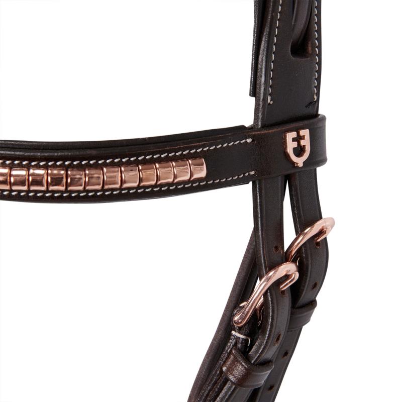 EQUESTRO - Bridon clincher ROSEGOLD anatomique à muserolle combinée PONEY NOIR
