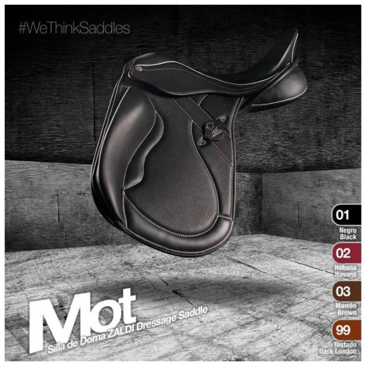 ZALDI - Selle de Dressage assise creuse MOT sur mesure NOIR 16.5 POUCES