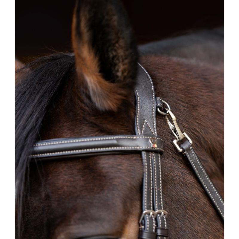 WALDHAUSEN - Bridon Cuir à têtière large et mousquetons WORK X LINE CHEVAL HAVANE