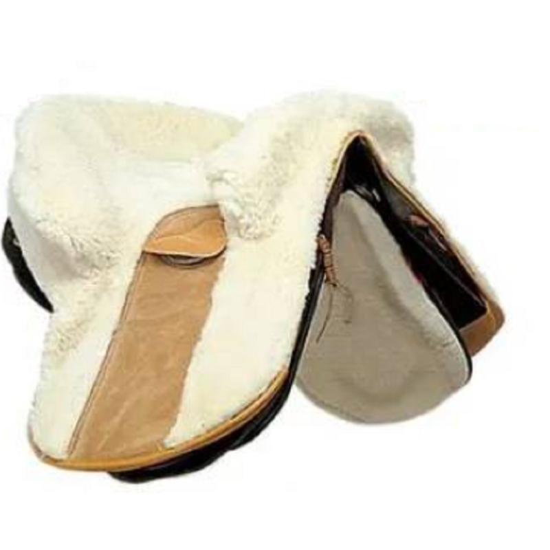 Couvre Selle Zalea en Mouton Retourné Selle Equitation, ZALDI Selle Dressage Mouton NOIR Cuir Noir