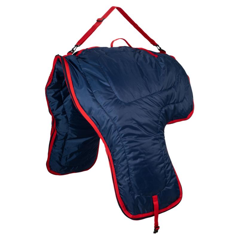 POOL'S - Sac à Selle WESTERN en Nylon 300 Deniers Matelassé MARINE/ROUGE