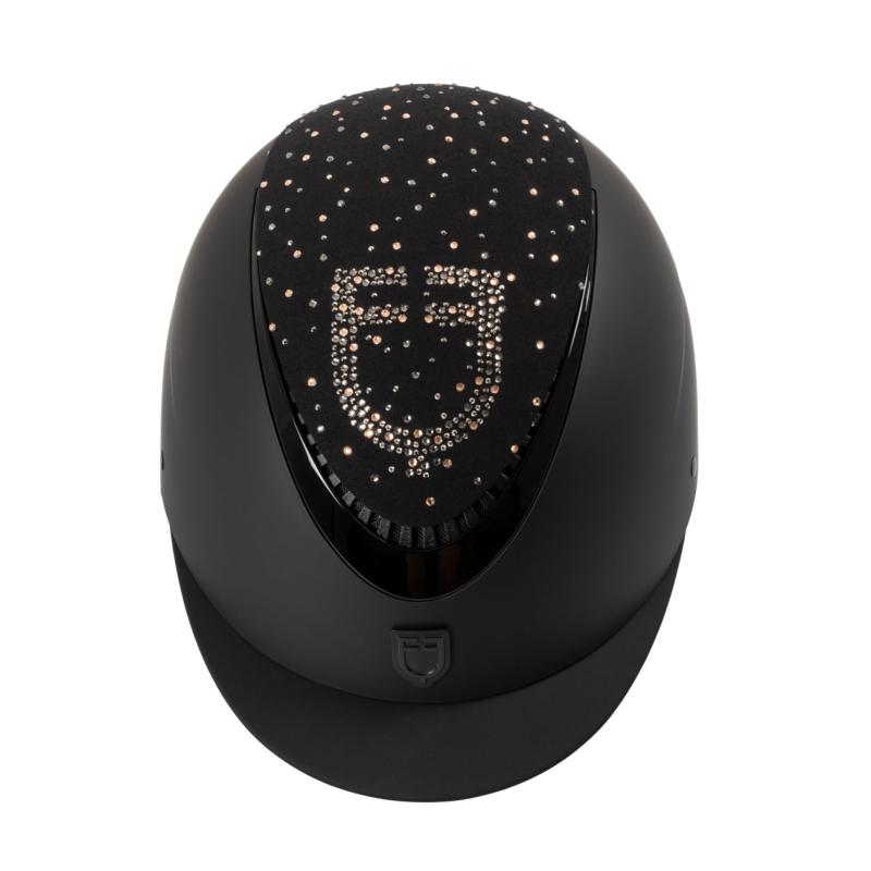 EQUESTRO - Casque d'Equitation Visière large ou courte et paillettes PROXIMA NOIR visière Courte TAILLE S 52 -54 CM