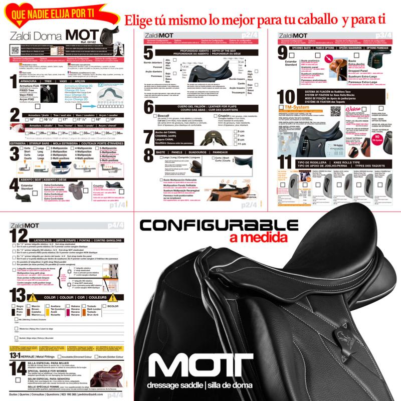 ZALDI - Selle de Dressage assise creuse MOT sur mesure NOIR 16.5 POUCES