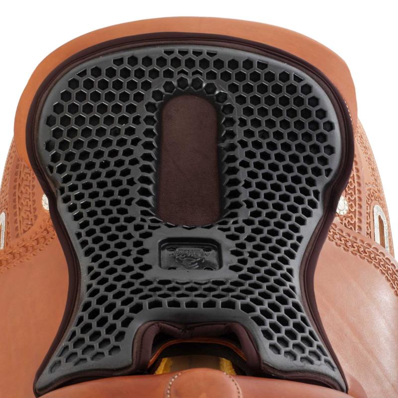 ACAVALLO - Dessus de Selle WESTERN Assise GEL Ortho Coccyx ou Pubis  20 MM NOIR VERSION COCCYX