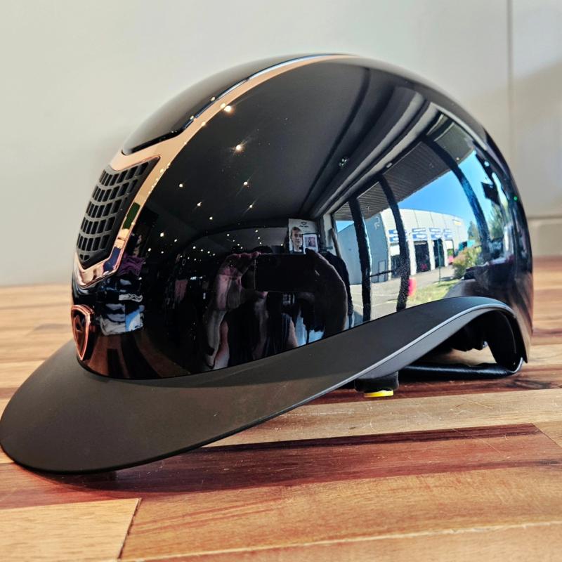 EQUITHEME - Casque AIRY LM Technologie MIPS Anti Impacts Multidirectionnels Taille S 53/55 CM NOIR CARBONENE