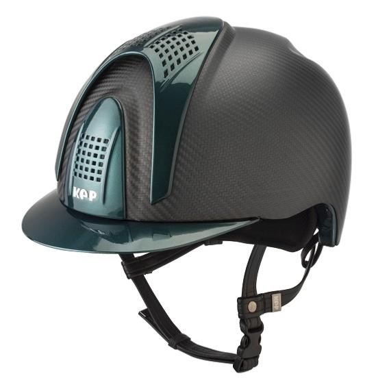 KEP ITALIA -  E-LIGHT Casque équitation Coque Carbone MATT 3 Inserts TAILLE 51 CM NOIR 3 éléments BLEU