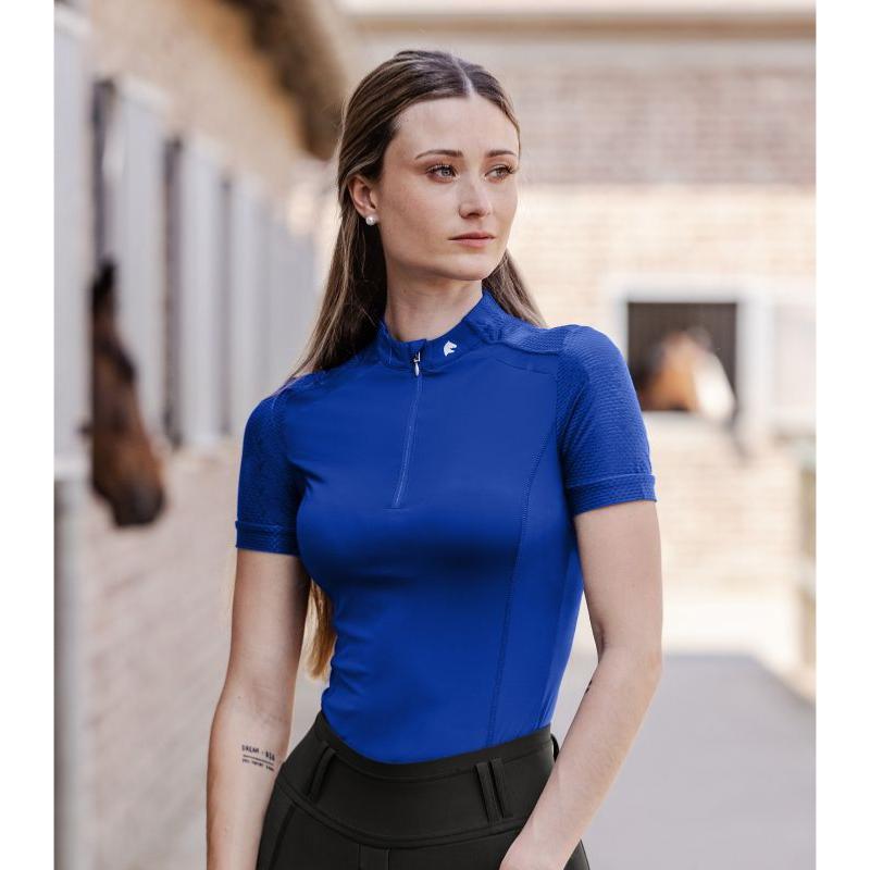 ELT - T Shirt Maille Technique Zippé NANCY XXS FEMME BLEU ELECTRIQUE