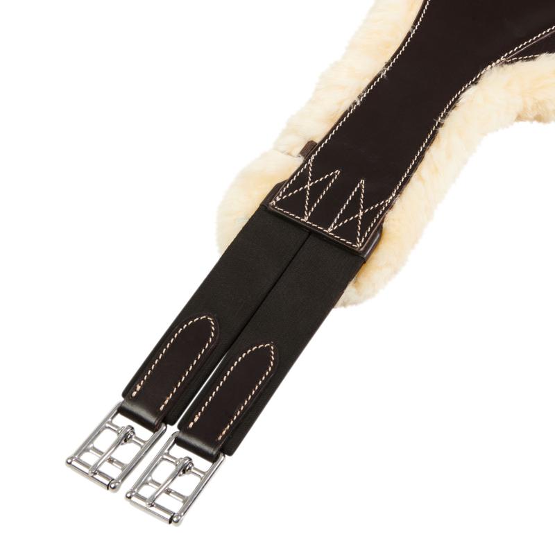 EQUESTRO - Sangle bavette en cuir italien doublée faux mouton 100 CM NOIR